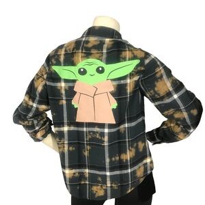 Star Wars Yoda Flannel Plaid Shirt Medium